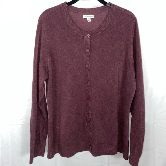 Croft & Barrow Cardigan Long Sleeve Button Front Crew Neck Knit Top - Picture 1 of 7